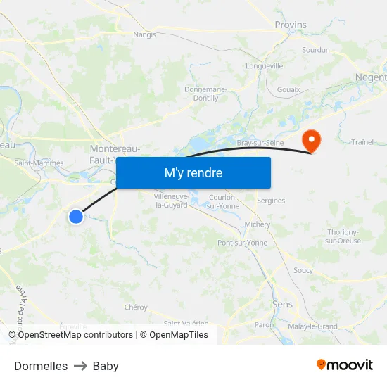 Dormelles to Baby map