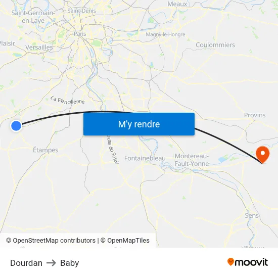 Dourdan to Baby map