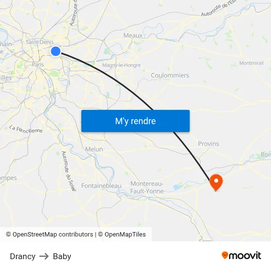 Drancy to Baby map