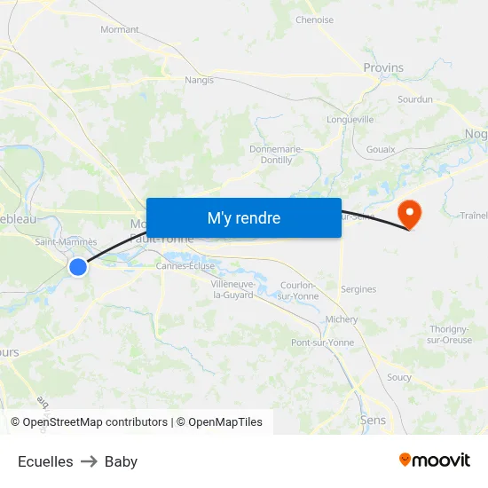 Ecuelles to Baby map