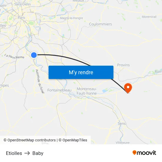 Etiolles to Baby map