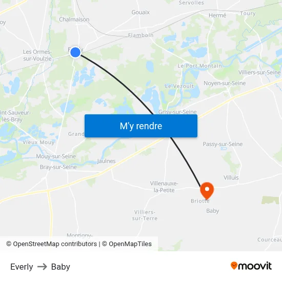 Everly to Baby map
