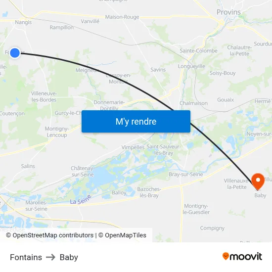 Fontains to Baby map