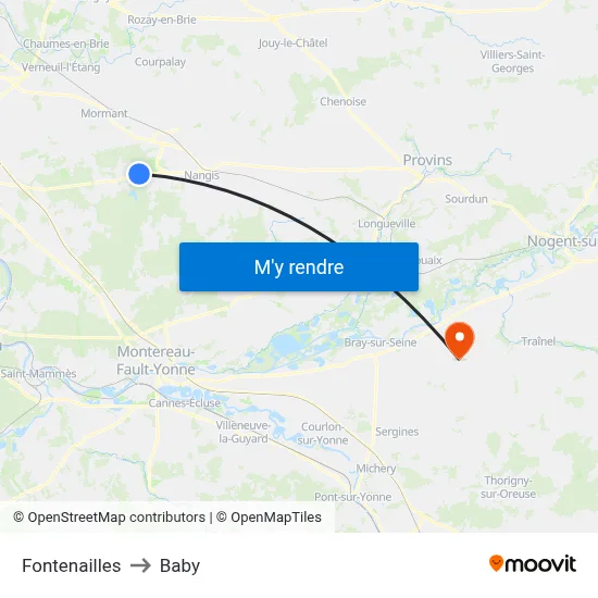 Fontenailles to Baby map