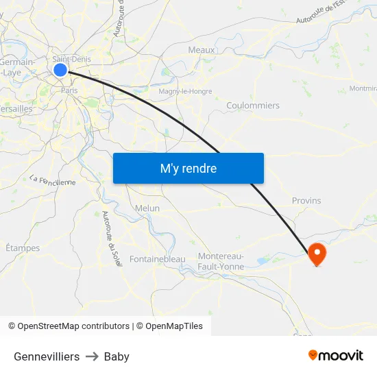 Gennevilliers to Baby map