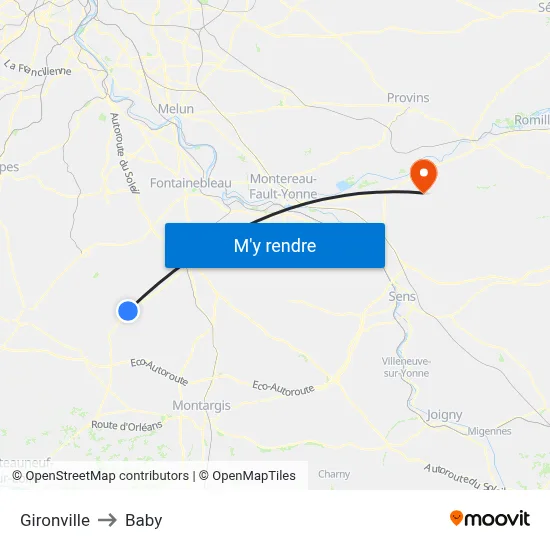 Gironville to Baby map