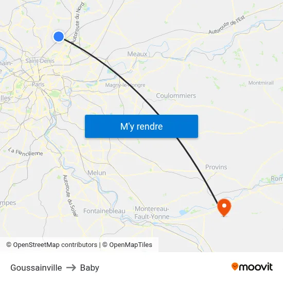 Goussainville to Baby map