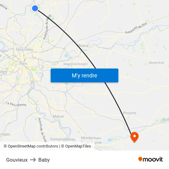 Gouvieux to Baby map