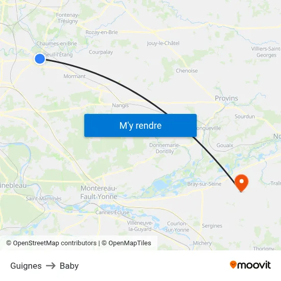 Guignes to Baby map