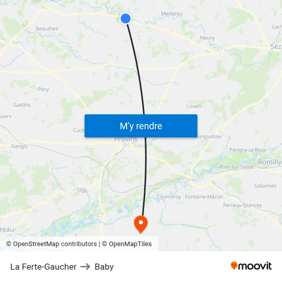 La Ferte-Gaucher to Baby map
