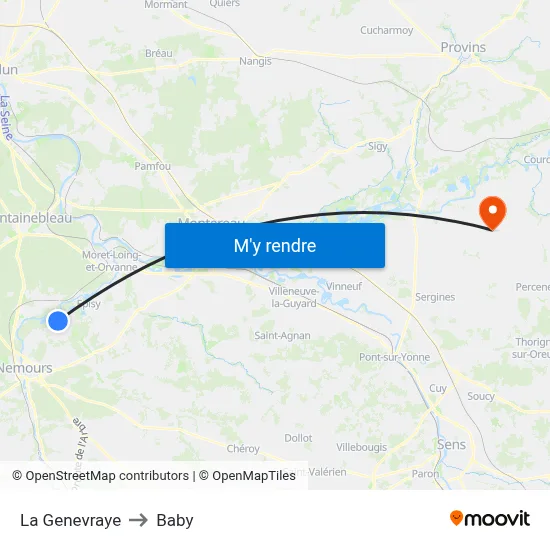 La Genevraye to Baby map
