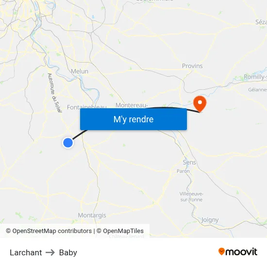 Larchant to Baby map