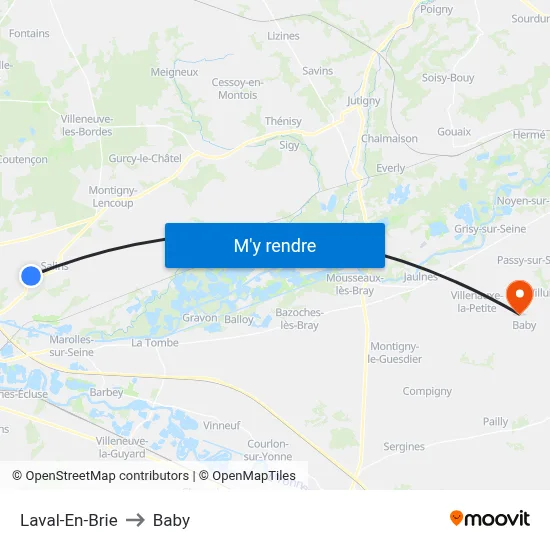 Laval-En-Brie to Baby map