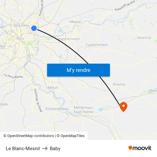 Le Blanc-Mesnil to Baby map