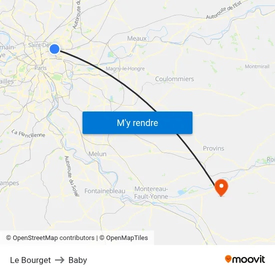 Le Bourget to Baby map