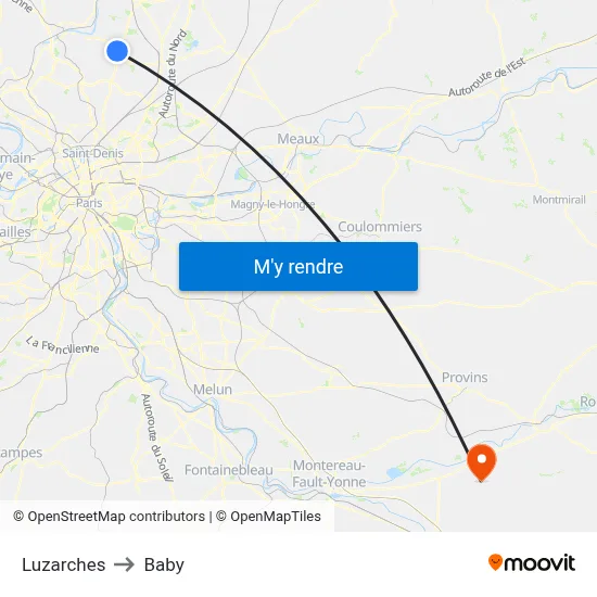 Luzarches to Baby map