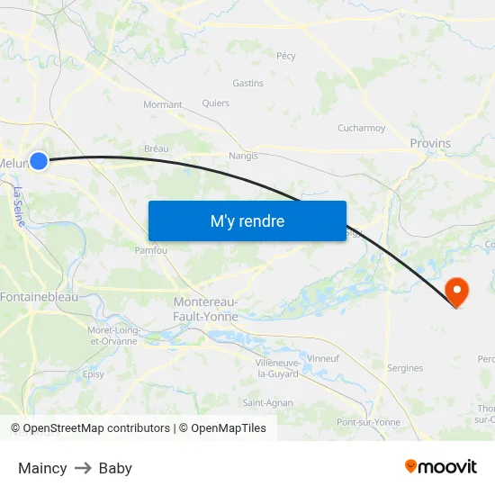 Maincy to Baby map