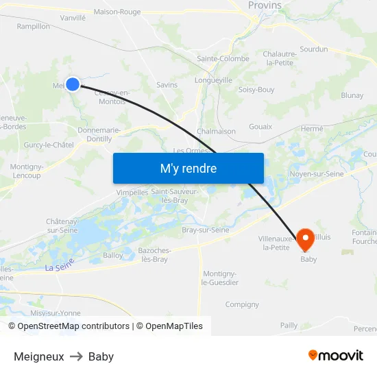 Meigneux to Baby map