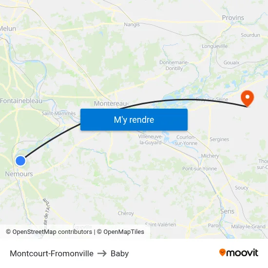 Montcourt-Fromonville to Baby map