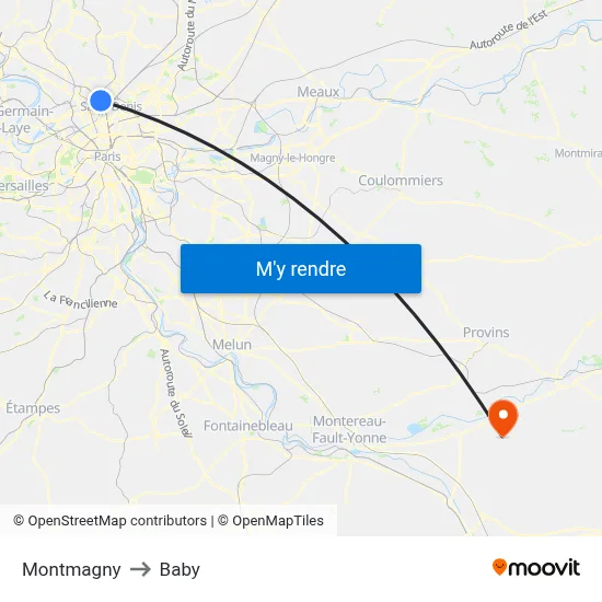 Montmagny to Baby map