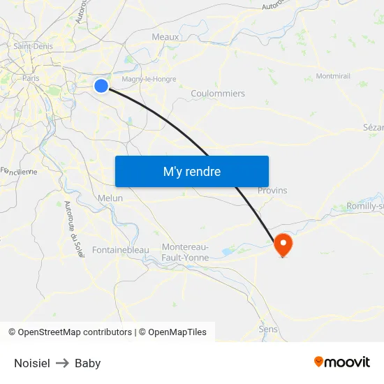 Noisiel to Baby map