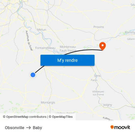 Obsonville to Baby map