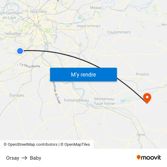 Orsay to Baby map