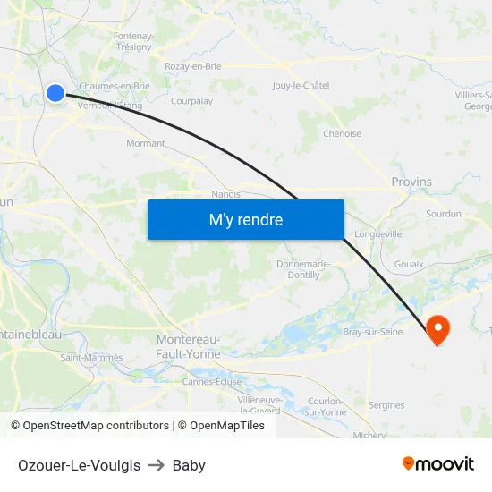 Ozouer-Le-Voulgis to Baby map