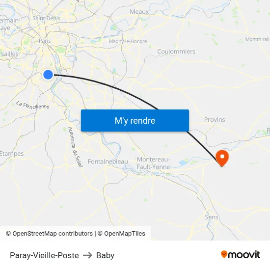 Paray-Vieille-Poste to Baby map