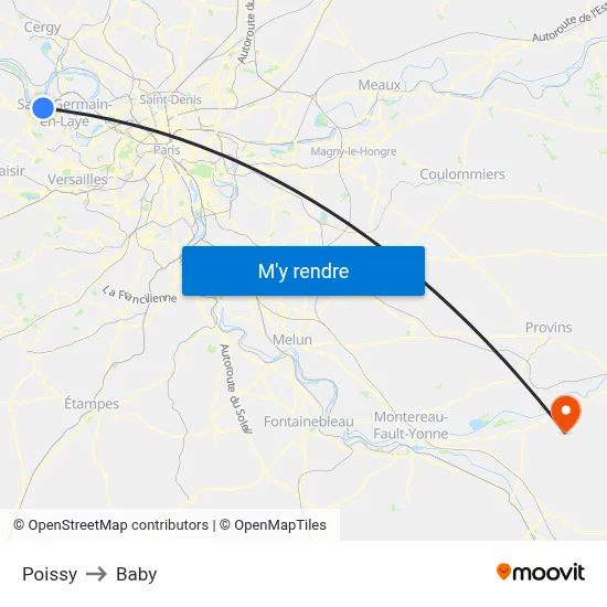 Poissy to Baby map
