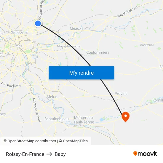 Roissy-En-France to Baby map