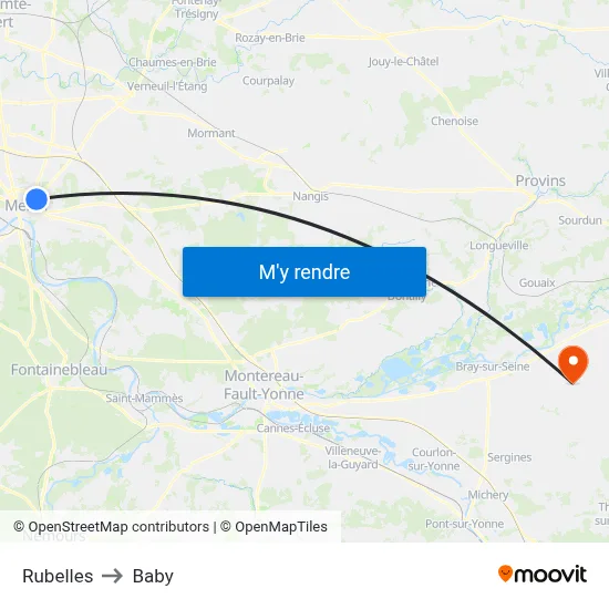 Rubelles to Baby map