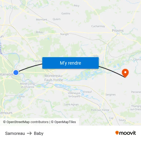 Samoreau to Baby map