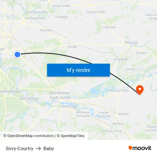 Sivry-Courtry to Baby map