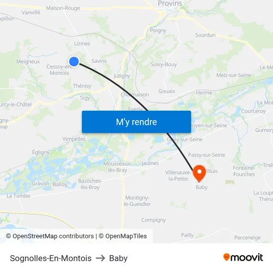 Sognolles-En-Montois to Baby map