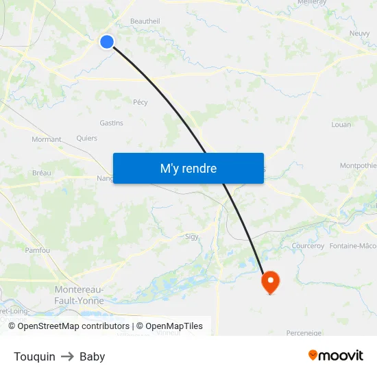 Touquin to Baby map