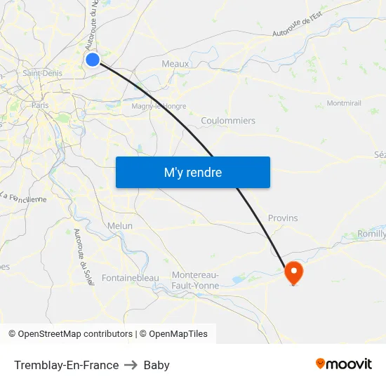 Tremblay-En-France to Baby map