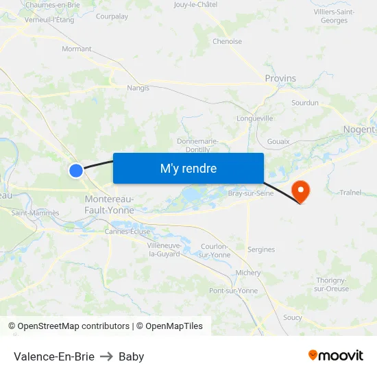 Valence-En-Brie to Baby map