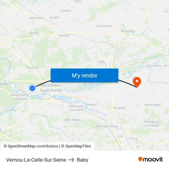 Vernou-La-Celle-Sur-Seine to Baby map