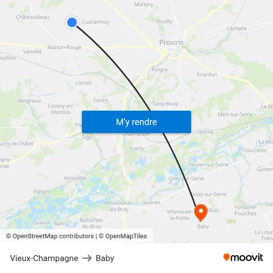 Vieux-Champagne to Baby map