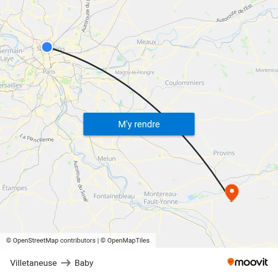 Villetaneuse to Baby map