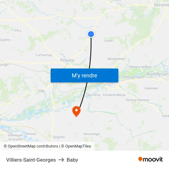 Villiers-Saint-Georges to Baby map