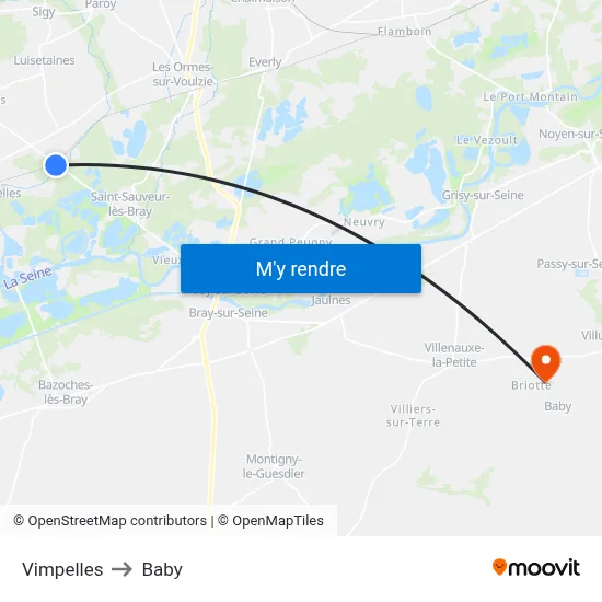 Vimpelles to Baby map