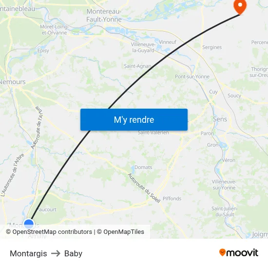 Montargis to Baby map