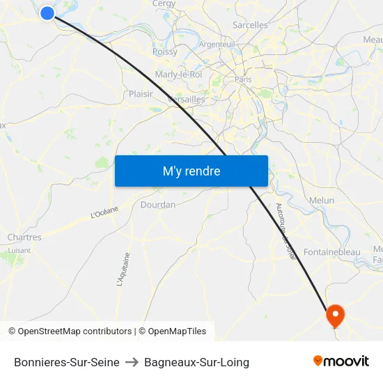 Bonnieres-Sur-Seine to Bagneaux-Sur-Loing map