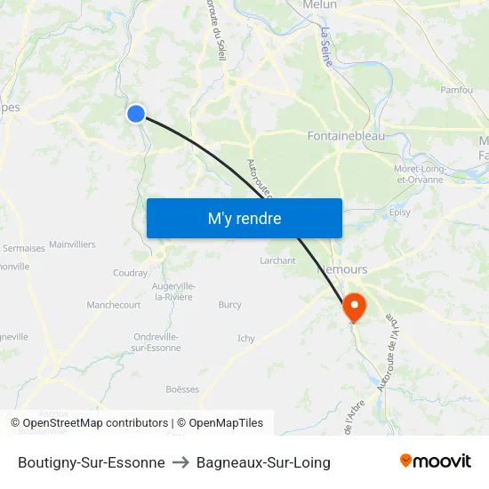 Boutigny-Sur-Essonne to Bagneaux-Sur-Loing map