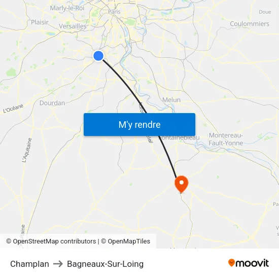 Champlan to Bagneaux-Sur-Loing map