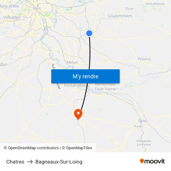 Chatres to Bagneaux-Sur-Loing map
