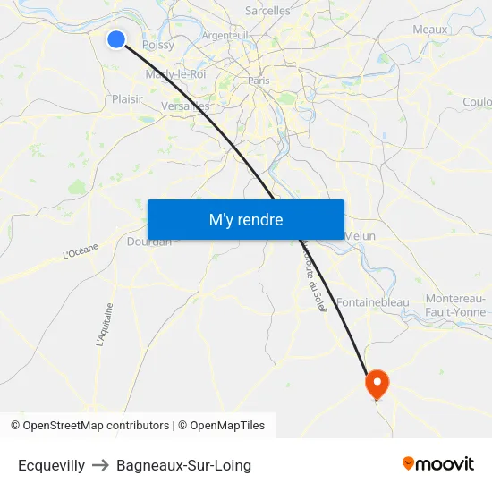 Ecquevilly to Bagneaux-Sur-Loing map