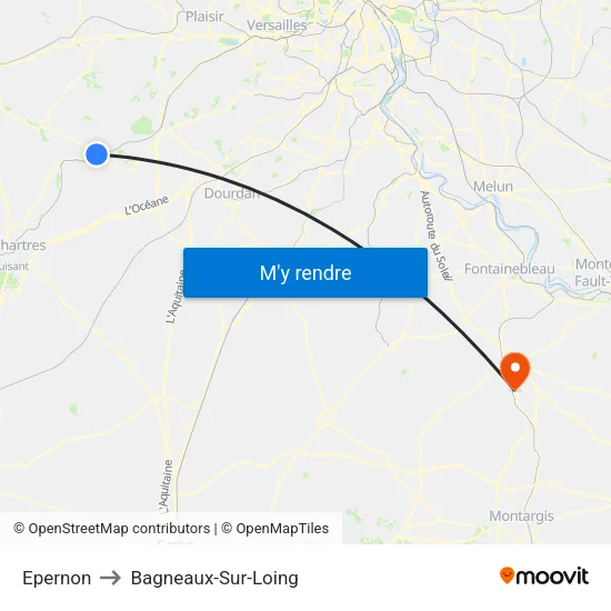 Epernon to Bagneaux-Sur-Loing map
